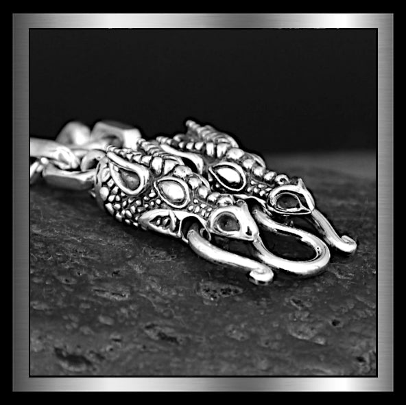 Dragon Head Anchor Chain Sterling Silver Biker Necklace 1 Biker Jewelry Club & Sinister Silver Co.