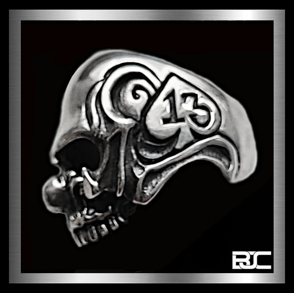 Mens Biker Clown Skull Ring 13 Of Spades Sterling Silver 1 - Biker Jewelry Club Sinister Silver Co. 1