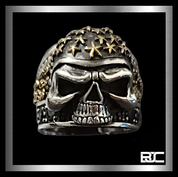 Skull Ring Stars Helmet Biker Design Heavy 925 Sterling Silver And Onyx 34 Grams 3 Biker Jewelry Club