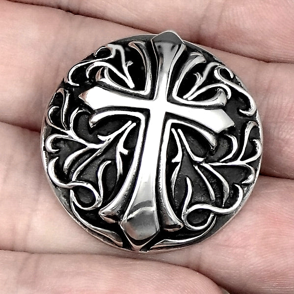 Knights Templar Cross Concho Snap Cover 925 Sterling Silver 2 - Biker Jewelry Club Sinister Silver Co.