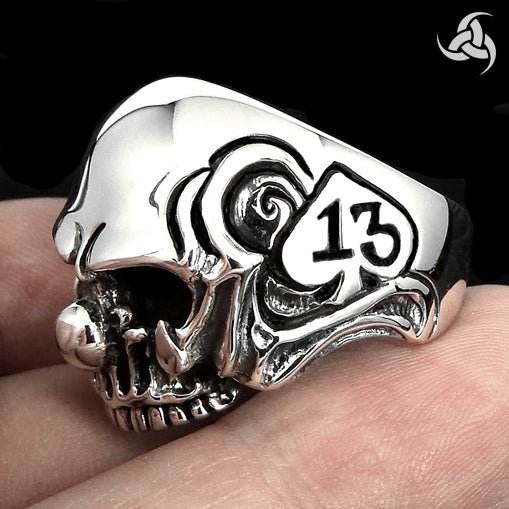 Lucky shops Number 13 Skull Ring Sterling