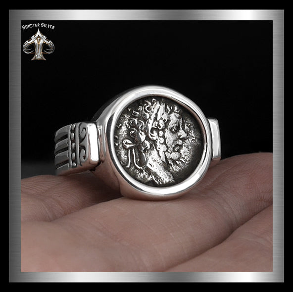2 Tone Ancient Roman Coin Ring Silver 925 k Handmade By Omer 24k Gold