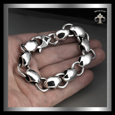 Sterling Silver Biker Heavy Anchor Link Chain Bracelet 3 - Biker Jewelry Club Sinister Silver Co.