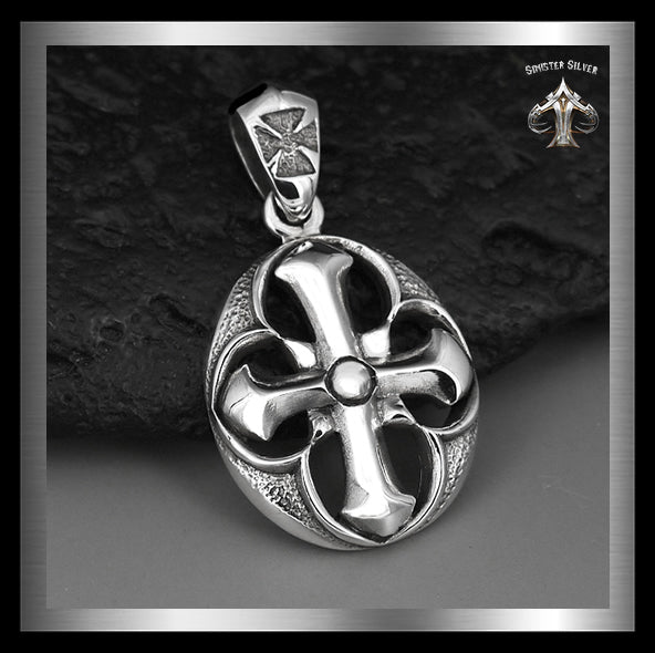 Sterling Silver Knights Cross Pendant Biker Amulet Medallion 1 - Sinister Silver Co.