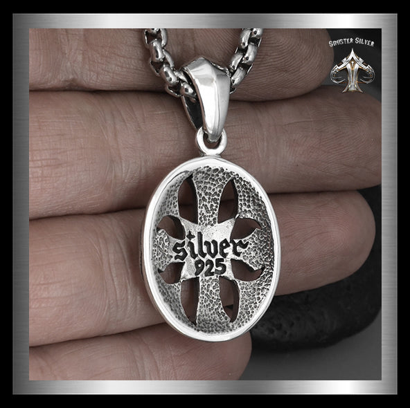 Sterling Silver Knights Cross Pendant Biker Amulet Medallion 4 - Sinister Silver Co.