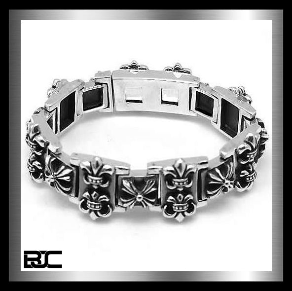 Maltese Cross Skull Cuff Bracelet selling Mens Heavy Biker Silver Rock Punk Motorcycle