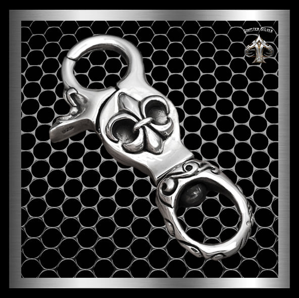 925 Sterling Silver Skull Claw Hook Keychain Biker Rock Punk Belt