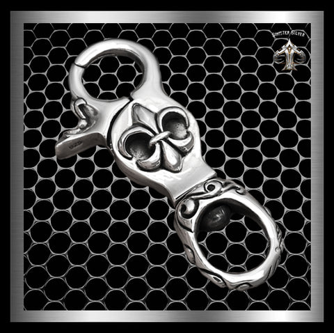 Biker Keychain Heavy Skull Belt Clip Sterling Silver Wallet Connector